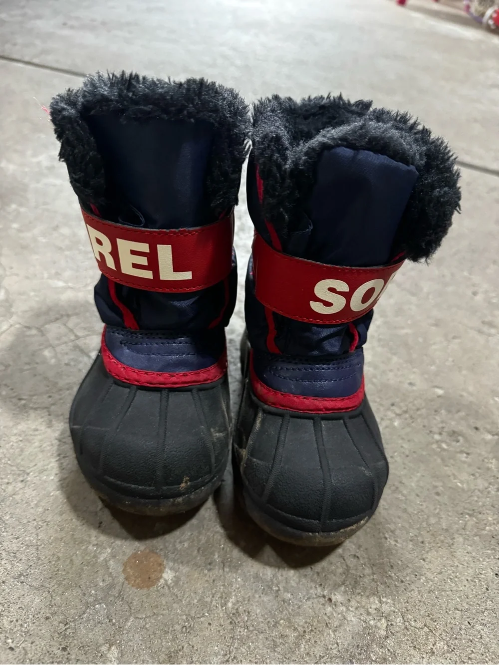 Sorel Kids Navy and Red Winter Snow Boots with Black Soles
